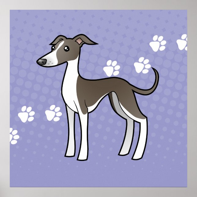 Cartoon Greyhound / Whippet / Italienischer Windhu Poster (Vorne)
