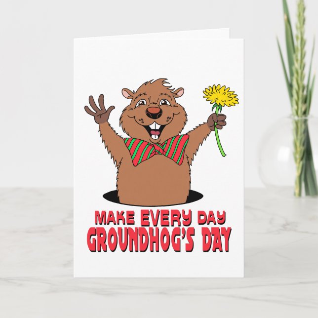 Cartoon Groundhog Karte (Vorderseite)