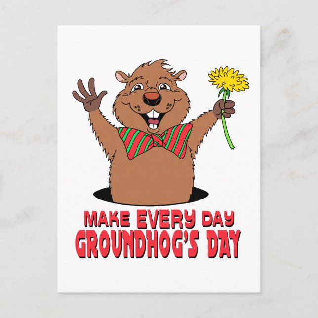 Cartoon Groundhog Postkarte (Vorderseite)