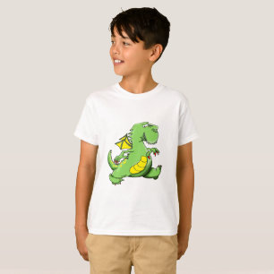 Cartoon Grüner Drache auf den Hinterfüßen T-Shirt