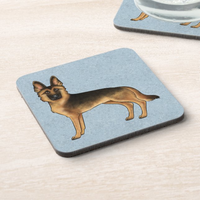 Cartoon GSD Dog Blue Getränkeuntersetzer (Linke Seite)