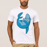 Cartoon-Haifisch, der zurück lachenden T - Shirt