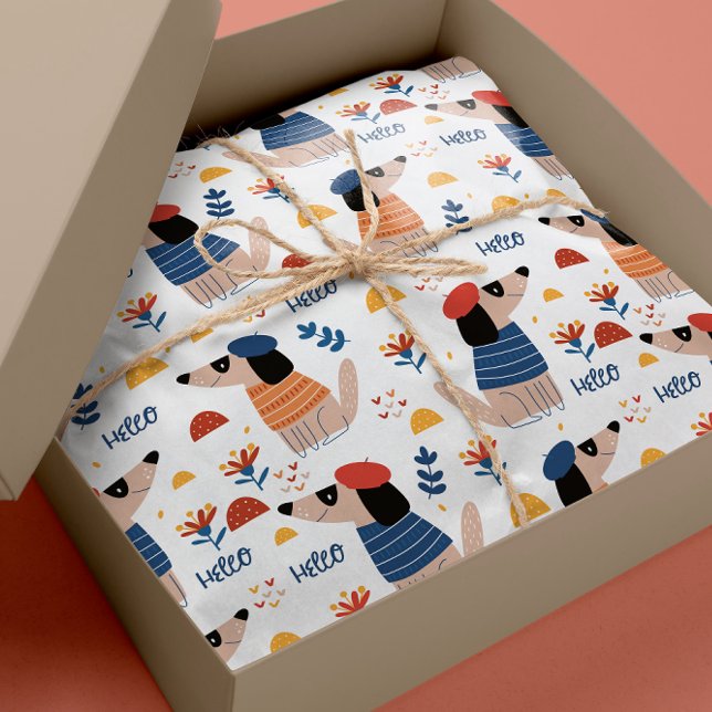 Cartoon Hallo Hund nahtlos Muster Packpapier (Von Creator hochgeladen)