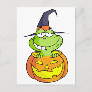 Cartoon Halloween Frosch Postkarte