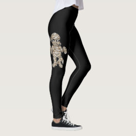 Cartoon Halloween Mummy Illustration auf schwarz Leggings