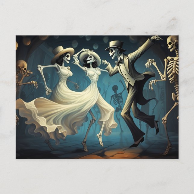 Cartoon Halloween Swing Dance Postkarte (Vorderseite)