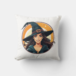 Cartoon halloween witch portrait kissen