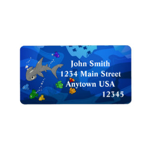 Cartoon Hammerhead Shark Adressaufkleber