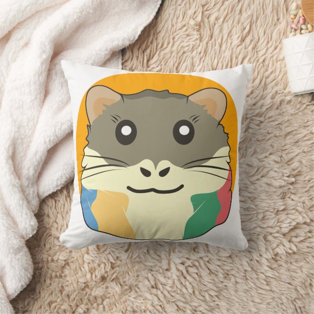 Cartoon Hamster mit mehrfarbigem Scarf Kissen (Decke)