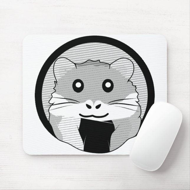 Cartoon Hamster Scarfed Joy Mousepad (Mit Mouse)
