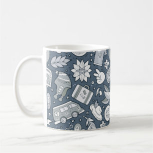 Cartoon handgezogene Hippie-Doodles nahtloses Must Kaffeetasse