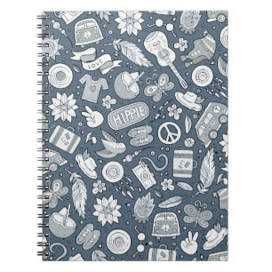 Cartoon handgezogene Hippie-Doodles nahtloses Must Notizblock