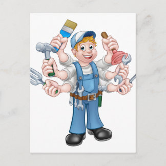 Cartoon Handyman Postkarte