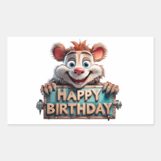 Cartoon Happy Birthday Illustration Rechteckiger Aufkleber