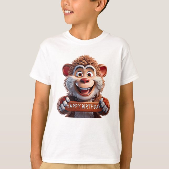Cartoon Happy Birthday Niedlich Bear Illustration T-Shirt (Vorderseite)