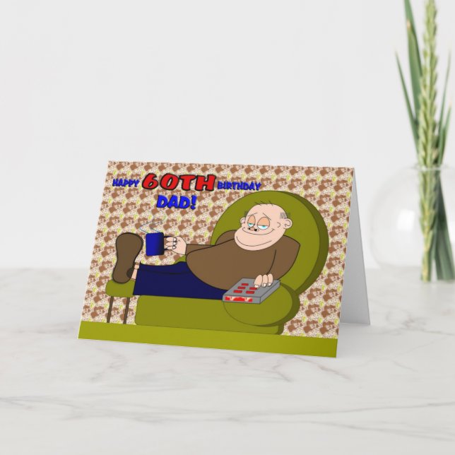 Cartoon Happy Sixtieth Birthday Vater Card Karte (Vorderseite)