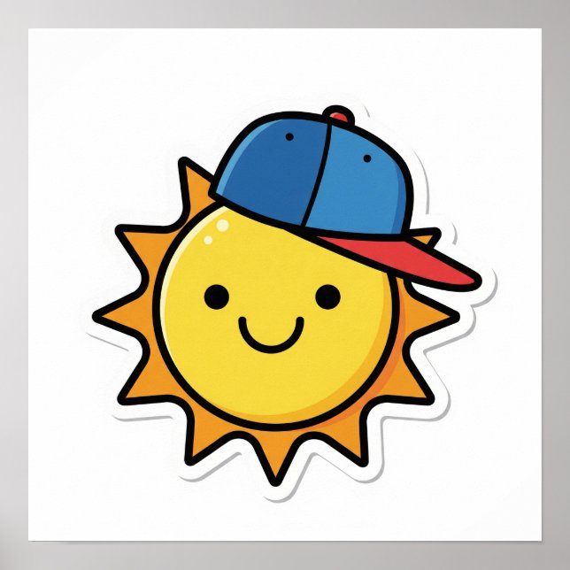 Cartoon Happy Sun Poster (Vorne)