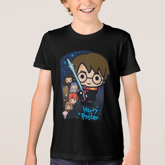 Cartoon Harry Potter Chamber of Secrets Graphic Tri-Blend Shirt (Vorderseite)