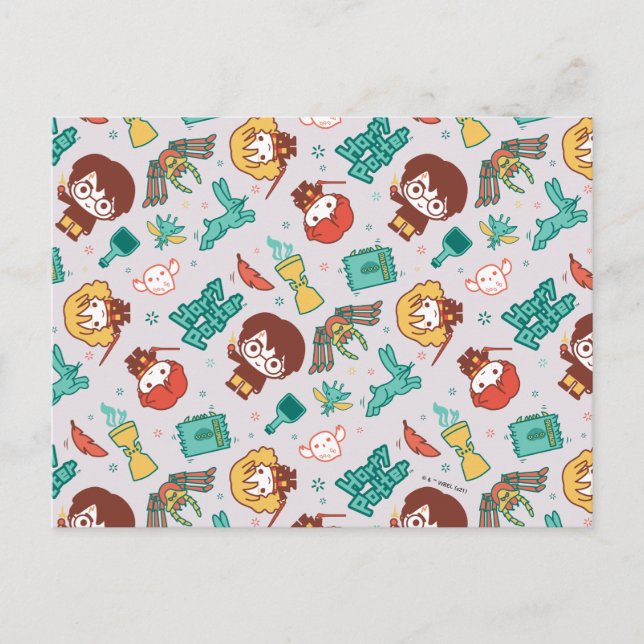 Cartoon HARRY POTTER™ Creations & Spells Pattern Postkarte (Vorderseite)