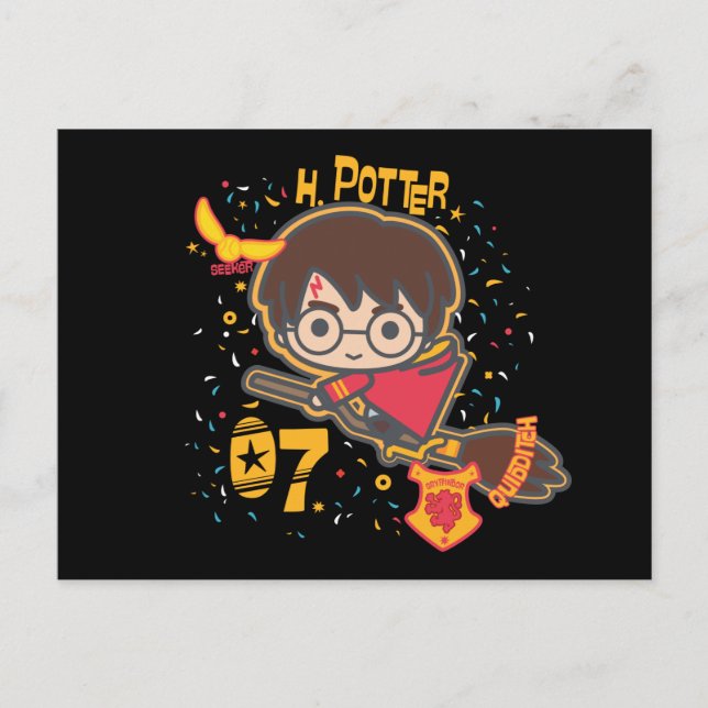 Cartoon Harry Potter Quidditch Sucher Postkarte (Vorderseite)