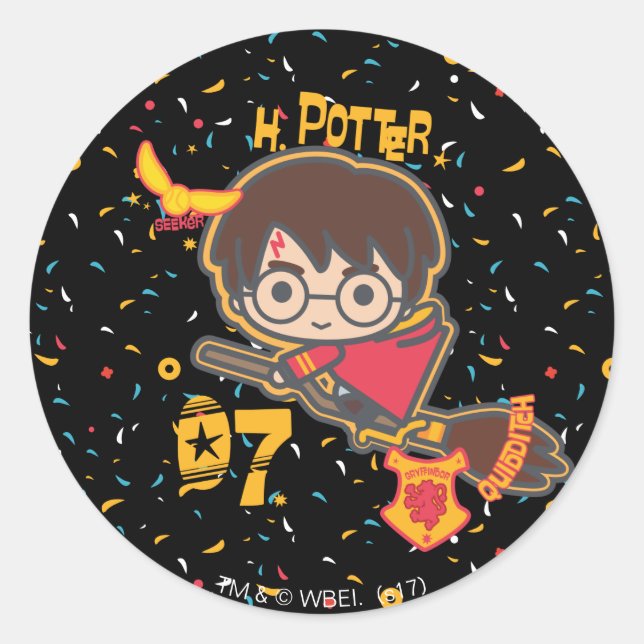 Cartoon Harry Potter Quidditch Sucher Runder Aufkleber (Vorderseite)