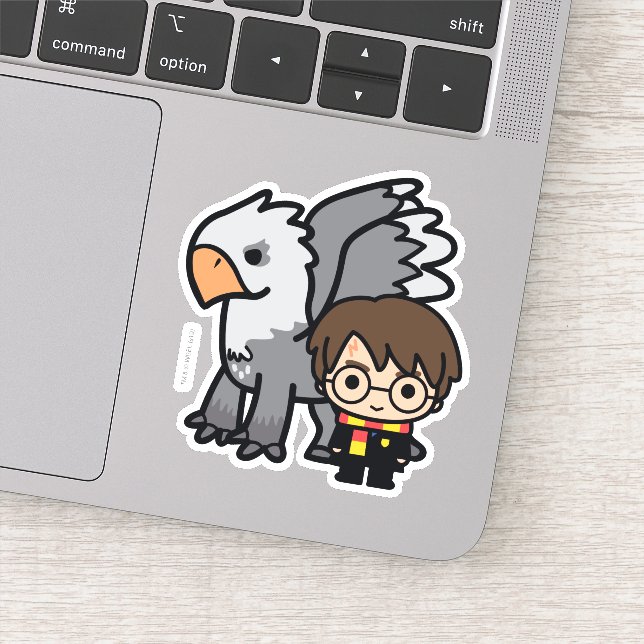 Cartoon Harry Potter und Buckbeak Aufkleber (Detail)
