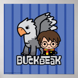 Cartoon Harry Potter und Buckbeak Poster