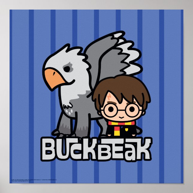Cartoon Harry Potter und Buckbeak Poster (Vorne)