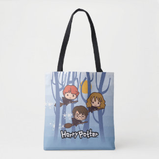 Cartoon Harry, Ron & Hermione, der in Holz fliegt
