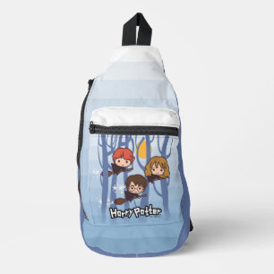 Cartoon Harry, Ron & Hermione, der in Holz fliegt Crossbody Bag