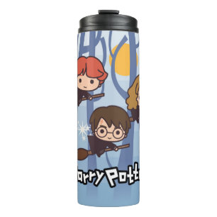 Cartoon Harry, Ron & Hermione, der in Holz fliegt Thermosbecher
