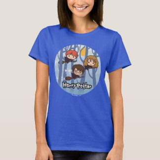 Cartoon Harry, Ron u. Hermione Fliegen im Holz T-Shirt