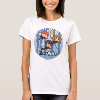 Cartoon Harry, Ron u. Hermione Fliegen im Holz T-Shirt