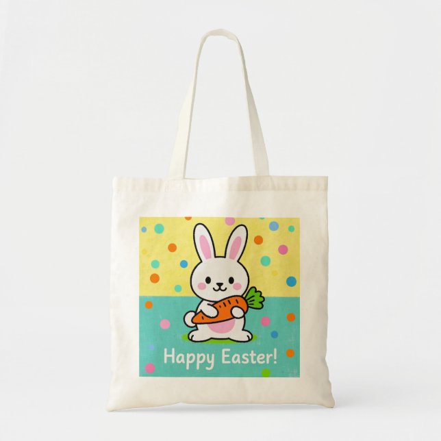 Cartoon-Hase mit Karottenpolka Tragetasche (Vorne)