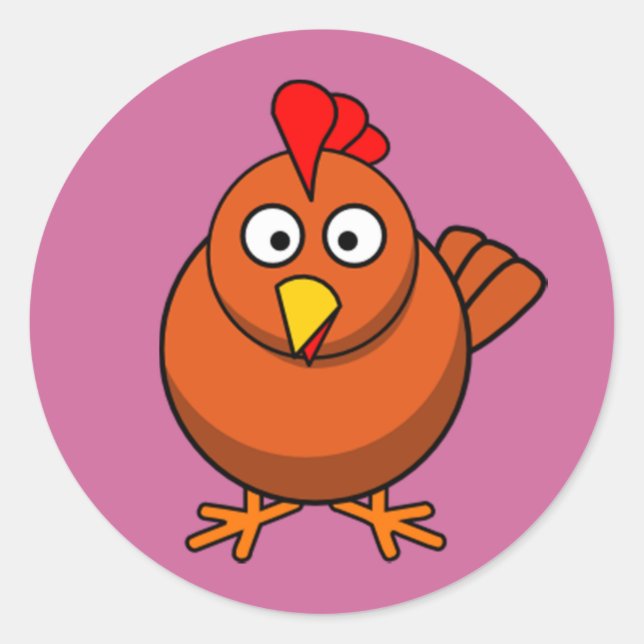 Cartoon Hen Chicken Runder Aufkleber (Vorderseite)