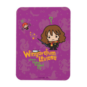 Cartoon Hermione und Ron Wingardium Leviosa Zauber Magnet