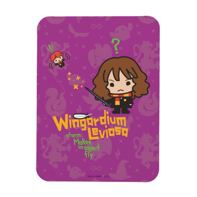 Cartoon Hermione und Ron Wingardium Leviosa Zauber Magnet (Vertikal)