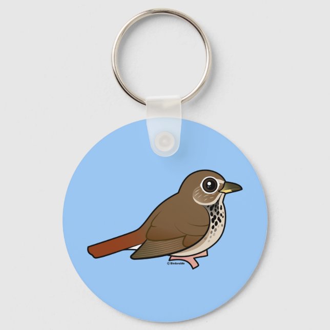 Cartoon Hermit Thrush Schlüsselanhänger (Vorderseite)