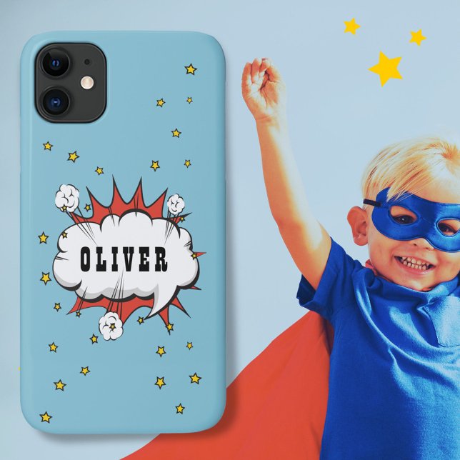 Cartoon Hero Speech Cloud Boy Name Case-Mate iPhone Hülle (Von Creator hochgeladen)