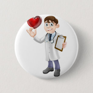 Cartoon-Herz-Doktor Button