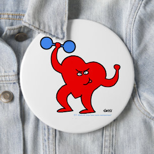 Cartoon-Herz-Fitness-Lehrer-persönlicher Trainer Button