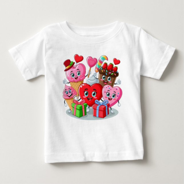 Cartoon Herzlich Willkommen im Valentinstag Baby T-shirt (Vorderseite)