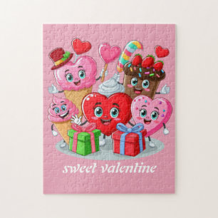 Cartoon Herzlich Willkommen im Valentinstag Puzzle