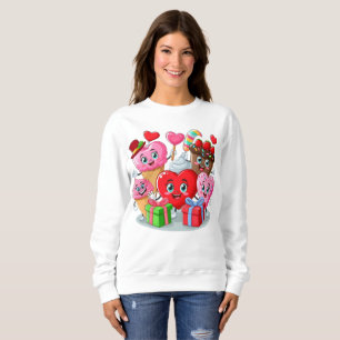 Cartoon Herzlich Willkommen im Valentinstag Sweatshirt