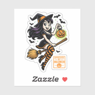 Cartoon Hexe - von Halloween genehmigt Aufkleber