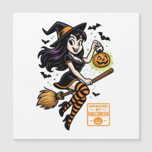 Cartoon Hexe - von Halloween genehmigt Magnetkarte