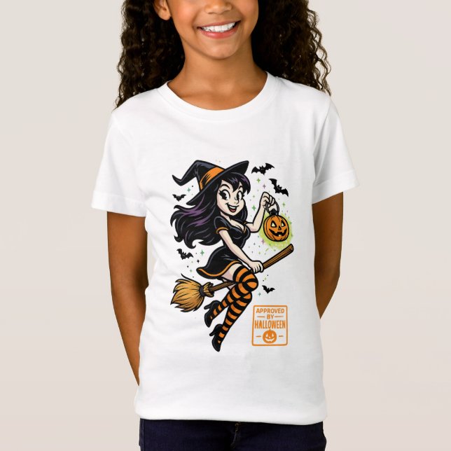Cartoon Hexe - von Halloween genehmigt T-Shirt (Vorderseite)