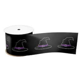 Cartoon Hexenhats mit Lila schwarzem Halloween Satinband