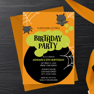 Cartoon Hexs Cauldron Halloween-Party Einladung