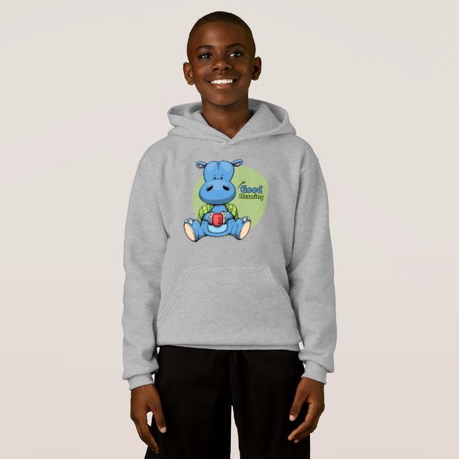 Cartoon Hippo | Kids Pullover Hoodie (Vorne ganz)